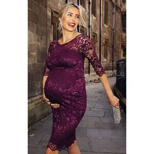 Tiffany Rose Maternity Dress Womens 1 Amelia Lace Maroon Floral Print Formal B48